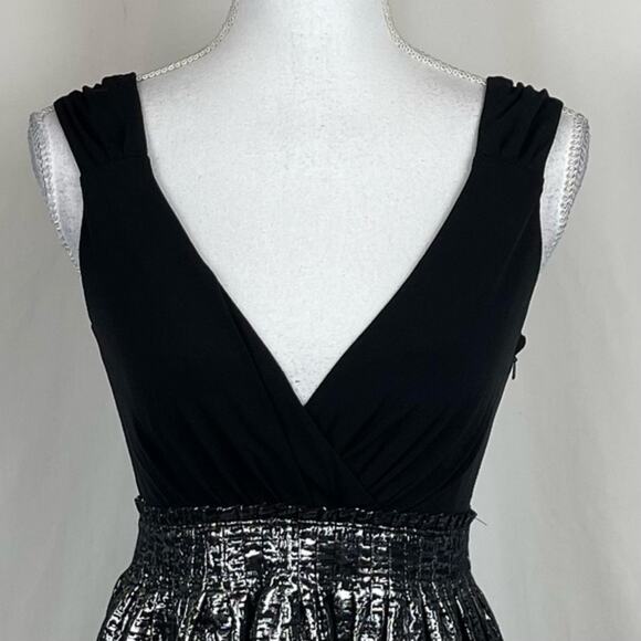 Max And Cleo Black & Metallic Silver WhimsiGoth BabyDoll Chic Dress NWOT Size 2 - Picture 3 of 13
